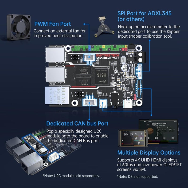 BigTreeTech Pi V1.2 Control Board Quad-Core WiFi 1GB RAM, BTT Pi Support SKR Mini E3 V3.0 Octopus/Pro/Max EZ Kraken SKR Pico Silent Board to Run Klipper VS Raspberry-Pi 4/3B for i3/CoreXY 3D Printer - Image 3